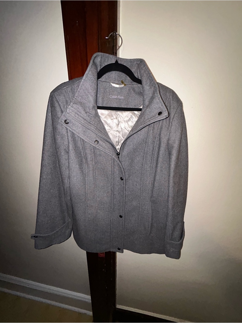 Calvin Klein Women’s XL Asymmetrical Stand Up Collar With Snap Zip